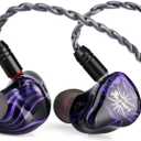 Linsoul Kiwi Ears Quartet 2DD+2BA Hybrid In-Ear Monitor, HiFi Earphones with Hand-crafted Resin Shell, Detachable OFC Silver-plated IEM Cable for Audiophile Musician DJ Studio Gaming (Purple, Quartet)