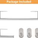 TocTen 5 Pieces Wall Mounted or Self Adhesive Towel Bar Set, Stainless Steel Bathroom Hardware Set Include 16 Towel Rack, Toilet Paper Holder, 3 Towel Hook, Sticky Bathroom Accessory Kit (Silver) (16 Inch with Holes, Brushed Nickel)