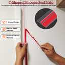 T Shape Door Seal Strip for Door & Windows GapsDraft Stopper Bottom Sweep Weather Stripping for Energy Saving, Noise Reduction,Easy Install (Transparent, 1.38" W x 19.7Ft)