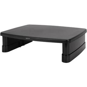 Amazon Basics Height Adjustable Rectangular Computer Monitor Riser Desk Stand with Storage for Reduced Neck Strain - Fits Monitors, Laptops Up to 22lbs, Black