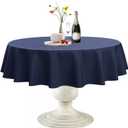 Softalker Round Tablecloth, Waterproof & Stain Resistant Table Cloth Wrinkle Free Fabric Washable 210GSM Polyester Table Cover for Dining/Party/Outdoor - 90 inch,Navy Blue