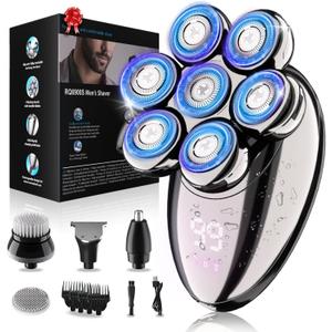Head Shavers for Bald Men, Electric Razor for Men, IPX8 Waterproof Dry/Wet Bald Head Shaver with 10000 RPM High-Speed Motor, Rechargeable Head Razor with LED Display, Perfect for Home & Travel (Silver)