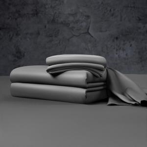 Luxury 100% Organic Tencel Cooling Sheets Queen Size, Expertly Crafted from Austrian Eucalyptus, Silky Soft Lyocell Sheets with 6"-18" Deep Pocket, Hypoallergenic Bed Sheet SetQueen, Dark Gray