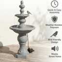 Teamson Home 52.56 in. Outdoor Two-Tier Water Fountain with Realistic ICY Stone Texture for Outdoor Living Spaces Creating a Calming Oasis for Gardens, Landscaping, Patios, Balconies, Lawns, Gray