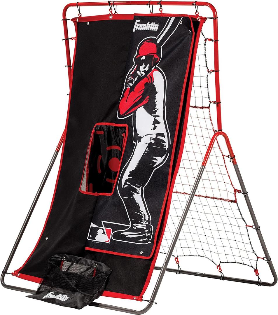 Franklin Sports Pitch Back Rebounder and Switch Hitter Pitching Target - 2 in 1 Return Trainer and Catcher Target - Perfect for Pitching, Fielding and Throwing Practice - 55 x 36 Inch