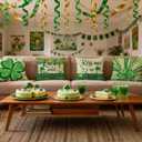 St Patricks Day Pillow Covers 18x18 inch Set of 4 Green Shamrock Decorative Irish Throw Pillows Cushion Cases for Sofa Couch Bedroom Holiday Home Decoration (Lucky and Blessed)