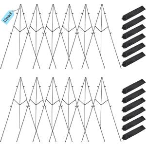 12 Pack Black Easel Stand for Sign - 66 Inch Folding Easels for Display Lightweight Adjustable Tripod Art Easel Stand - for Painting, Floor Wedding Welcome Sign Stand, Metal Easel with Portable Bags