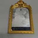 YUSONG Vintage Makeup Desk Mirror - 7" Gold Antique Mirror for Tabletop Resin Frame Decorative Wall Art for Living Room, Bedroom Decor, Vanity Table