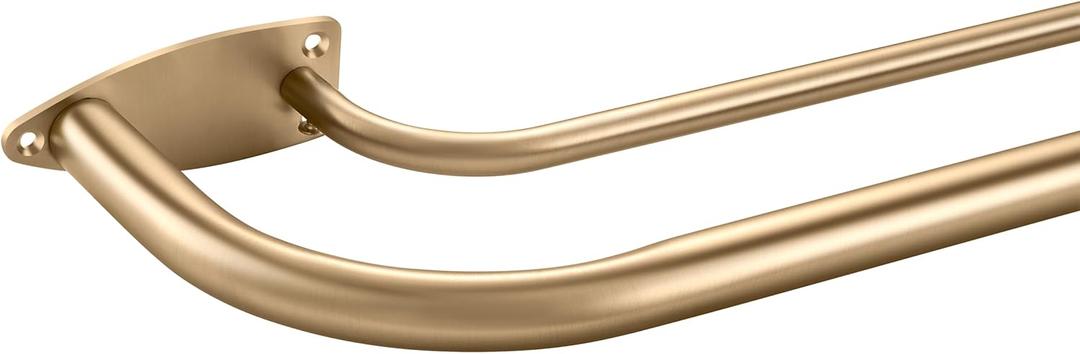 Double Curtain Rod for 28-48 Inches Windows, Blackout Wrap Around Window Curtain Rods1-inch Heavy Duty Adjustable Room Darkening Rustic Dual Drapery Curtain Rods for Livingroom, Kitchen, Patio (for 28-48" Windows, Brushed Gold)