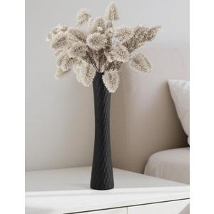 Black Vase 16" Tall Table Ceramic Vases,Skinny Long Vase for Pampas Grass,Modern Minimalist Style Flower Vases for Home Decor Office Decoration,Centerpieces