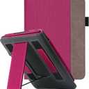 WALNEW Stand Case for 7-inch Kindle Paperwhite 12th Generation (2024 Released) and Kindle Colorsoft Signature Edition, Two Hand Straps Shell PU Leather Cover with Auto-Wake/Sleep (Hotpink)