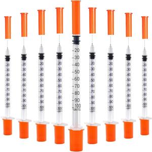 120 PACK U-100 Syringes, 30G 5/16" (8mm) 1ml/cc Disposable Syringe, Individual Wrapped