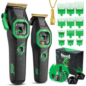 SUPRENT Fangs Professional Barber Clippers - High-Performance 13,000 RPM Vector Motor Hair Clipper Barber Trimmer Set, Professional Haircutting Kit with AI Speed Control, Patented U-Teeth Blade