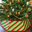 Christmas Tree Skirt Collar Hexagon Foldable Fabric 29 Inch Red and Green Christmas Tree Base Stand Cover Ring for Xmas Winter New Year Holiday Indoor Decorations Party Gifts