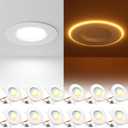 Amico 12 Pack 5/6 Inch LED Can Lights with Night Light, 5CCT Retrofit Recessed Lighting Selectable 2700/3000/4000/5000/6000K, Dimmable, 12W=110W, 1100LM Downlight - ETL & FCC