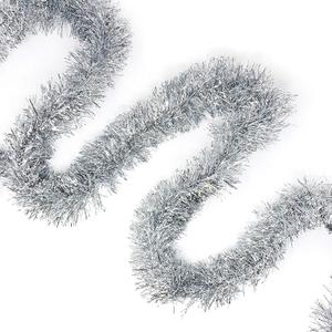 Allgala Silver Tinsel Garland, 50 Feet Christmas Metallic Foil Tinsel Garland Decoration for Holiday Tree Walll Rail Home Office Event Fall Thanksgiving Decoration