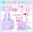NINAOR Plush Interactive Cat Toys for Kids with Tote Bags, Stuffed Robot Pet Kitten with Leash Walking Meow Pretend Play, Realistic Cute Stuff Fidget Toys for Toddler Stocking Stuffers Birthday Gifts