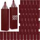Windyun 200 Pcs Wine Gift Bags with Handle Reusable Small 13.8x3.5x3.9 Inches Liquor Bottle Totes Bulk for Birthday Wedding Christmas Holiday Party (Wine Red)