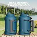 1 Gallon Insulated Water Bottle for Sports: Meoky 128 oz Triple Wall Vacuum Stainless Steel Water Jug - Top and Side Handles, Cold for 48 Hrs, 2-in-1 Straw and Spout Lid, Leak Proof for Hiking (Denim)