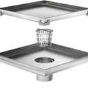 Neodrain 8-Inch Square Shower Drain with Removable Tile Insert Grate, Brushed 304 Stainless Steel, CUPC Certified, Includes Hair Strainer