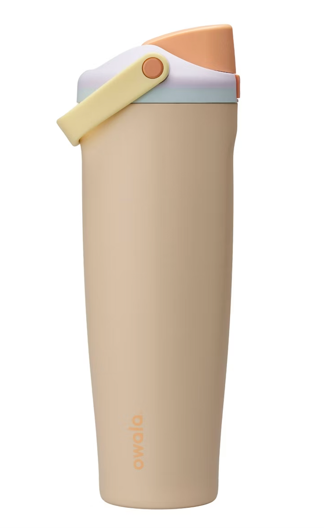 Owala FreeSip Sway Insulated Stainless Steel Water Bottle with Two-Way Spout, Built-In Straw and Bucket Handle, Made for Travel, School, and Sports, 30 Oz, BPA Free, Leak Proof, Sparkling Sherbet