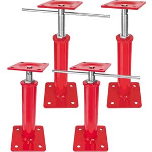 4 Pack Adjustable House Floor Jacks, 11"-16" Height Range Jack Post for Leveling, 3-5 Ton Lod Capacity Heavy-Duty Basement Support Screw Jack for House Foundation, Stairs, Porches, Roof Beams, Red