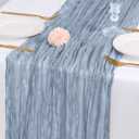 14 Pack Dusty Blue Cheesecloth Table Runner 17x108 Inch Semi Sheer Boho Gauze Cheese Cloth Fabric Table Runners, for Wedding Party Baby Shower Birthday Home Decor Garden Farmhouse