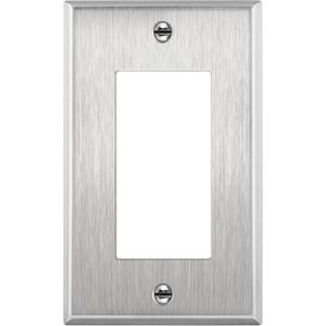 ENERLITES Decorator Switch or Receptacle Outlet Metal Wall Plate, Corrosion Resistant, Size 1-Gang 4.50" x 2.76", UL Listed, 7731, 430 Stainless Steel, Silver