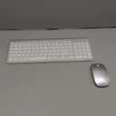 Wireless Keyboard and Mouse Combo - Full Size Slim Thin Wireless Keyboard Mouse with Numeric Keypad 2.4G Stable Connection Adjustable DPI (White & Silver)