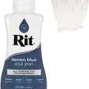 Rit Dye – Liquid Fabric Dye for Crafting, Clothing, and Décor – 8 oz. Bottle – Denim Blue (Gloves Included)