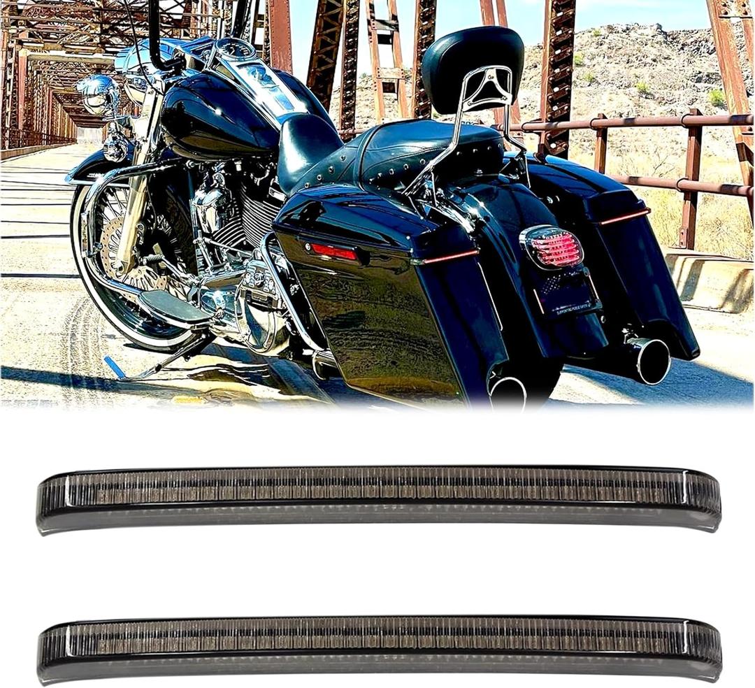 JMTBNO Motorcycle Saddlebag Tail Lights LED Rear Sequential LED Running Brake Light Turn Signals Compatible with 2014-2023 Harley Touring Road King Road Gilde Street Gilde Electra Glide,Smoke Lens