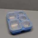 BiuLeon Snackle Box Containers, Stainless Steel 5 Compartments Divided Serving Tray with Lid, Removable LeakProof Portable Bento Box for Fruit Candy Nuts Food - School, Picnic and TravelBlue