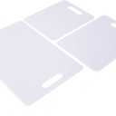 Farberware Plastic Cutting Board Set, Dishwasher- Safe Poly Chopping Board for Kitchen with Easy Grip Handles, Set of 3, White
