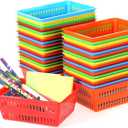 Sherr 36 Pack Classroom Storage Basket Small Plastic Basket for Organizing Crayon Pencil Container Storage Bin Tray Holder for Paper Shelf Back to School Office Supply 6.1"l x 4.3"w x 2.4"h(Colorful)