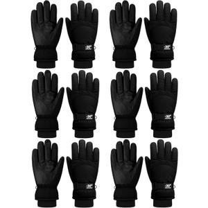 Bencailor 6 Pairs Mens Winter Snow Gloves Women Warm Waterproof Ski Mittens Adjustable for Adult Cold Weather (Large, Black)