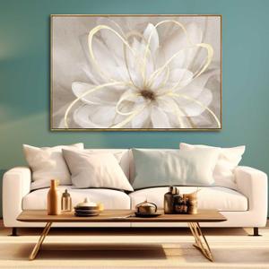 SOUGUAN Flower Wall Art for Living Room 32x48 Inch Gold Large Artwork Painting for Bedroom Kitchen Home Office Room Decore