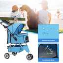 BestPet | 3-Wheel Pet Stroller | Dog and Cat Stroller | Breathable Mesh | Lightweight Travel Carrier | Waterproof & Foldable Design | Storage Basket | Black | for Daily Walks & Outdoor Use