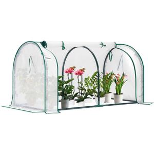 VIVOSUN Portable Mini Greenhouse 47x23x23-Inch Tunnels, PE Cover with Roll-up Zipper Door, for Indoor Outdoor or Garden Plant Growing, White, 47.2 X 23.6 X 23.6 Inch