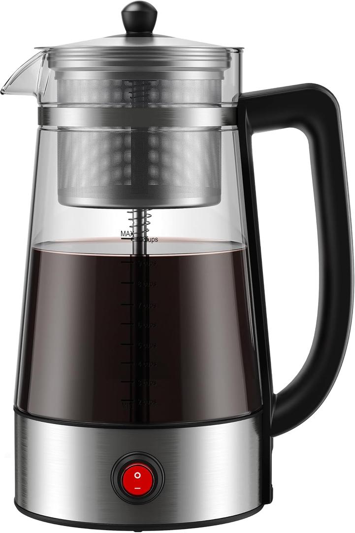 KIDISLE Percolator Coffee Pot, 10-Cup Electric Percolator Coffee Maker with Premium Stainless Steel Filter & Food-Grade Borosilicate Glass, Auto Keep Warm, No-Drip Spout, Stay-Cool Handle