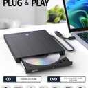 9 in 1 External CD DVD Drive, USB 3.0 and Type-C Disc Reader Writer Burner Player,Slim and Portable CD DVD +/-RW Optical Drive for PC Laptop Desktop MacBook Mac Windows Linux OS Apple