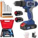 Aseboy Cordless Drill with Battery and Charger, 20V Drills for Specialized Field and Homework, Electric Drill with LED Light, Variable Speed Mode (2 batteries)