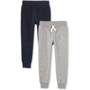 The Children'S Place Boys Active Fleece Jogger Sweatpants (Medium, New Navy/Heather Gray 2-Pack)