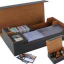 2200+ MTG Deck Box Leather Magnetic Closure Commander Organiser, Holds 5 Small Deck Boxes, Includes 1 Small Deck Box, 8 Dividers, 1 Foam Stopper, 1 Toploader, Black/Brown
