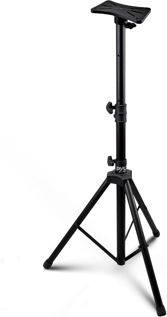 Universal Speaker Stand Mount Holder, Heavy Duty Rubber Capped Tripod with Adjustable Height from 36 x 58 inches, Locking Safety PIN and 35mm Compatible Insert, On Stage or in Studio Use
