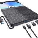 External CD/DVD Drive for Laptop, USB 3.0 CD Burner with 2 USB Ports and 2 TF/SD Card Slots, DVD Player for Laptop, Mac, PC, Windows 11/10/8.1/7