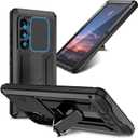 Compatible For Samsung Galaxy S25 Ultra Metal Case,Heavy Duty Dust Proof Military Grade Rugged Case with Sliding Camera Cover and Built-in Foldable Kickstand with Full-Body Bumper Cover (Black)