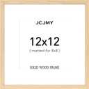 JCJMY 12x12 Solid Wood Picture Frame, Display 8x8 with Mat or 12 x 12 without Mat, Wooden 12 by 12 Photo Frame with Shatter Resistant Plexiglass for Wall Hanging, 1 Pack, Natural