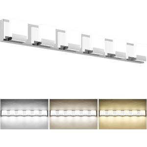 SOLFART 3 Color Temperature Dimmable 6-Light Vanity Light Fixtures for Bathroom Led Modern Vanity Light Above Mirror Adjustable 3000K/ 4500K/ 6000K 3C