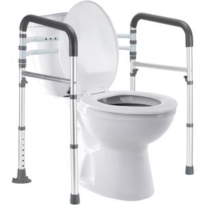Lianjindun Toilet Safety Rails, Adjustable Toilet Frame for Elderly, Seniors, Handicap & Disabled, Foldable Handicap Toilet Handles Fit Any Toilets (Gray)