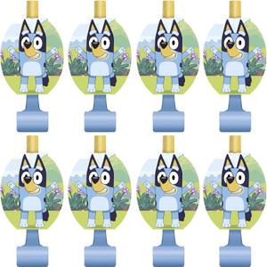 Unique Bluey Party Plastic Blowouts (Pack of 8) | Party Blowouts for Kids - Perfect for Birthdays & Celebrations